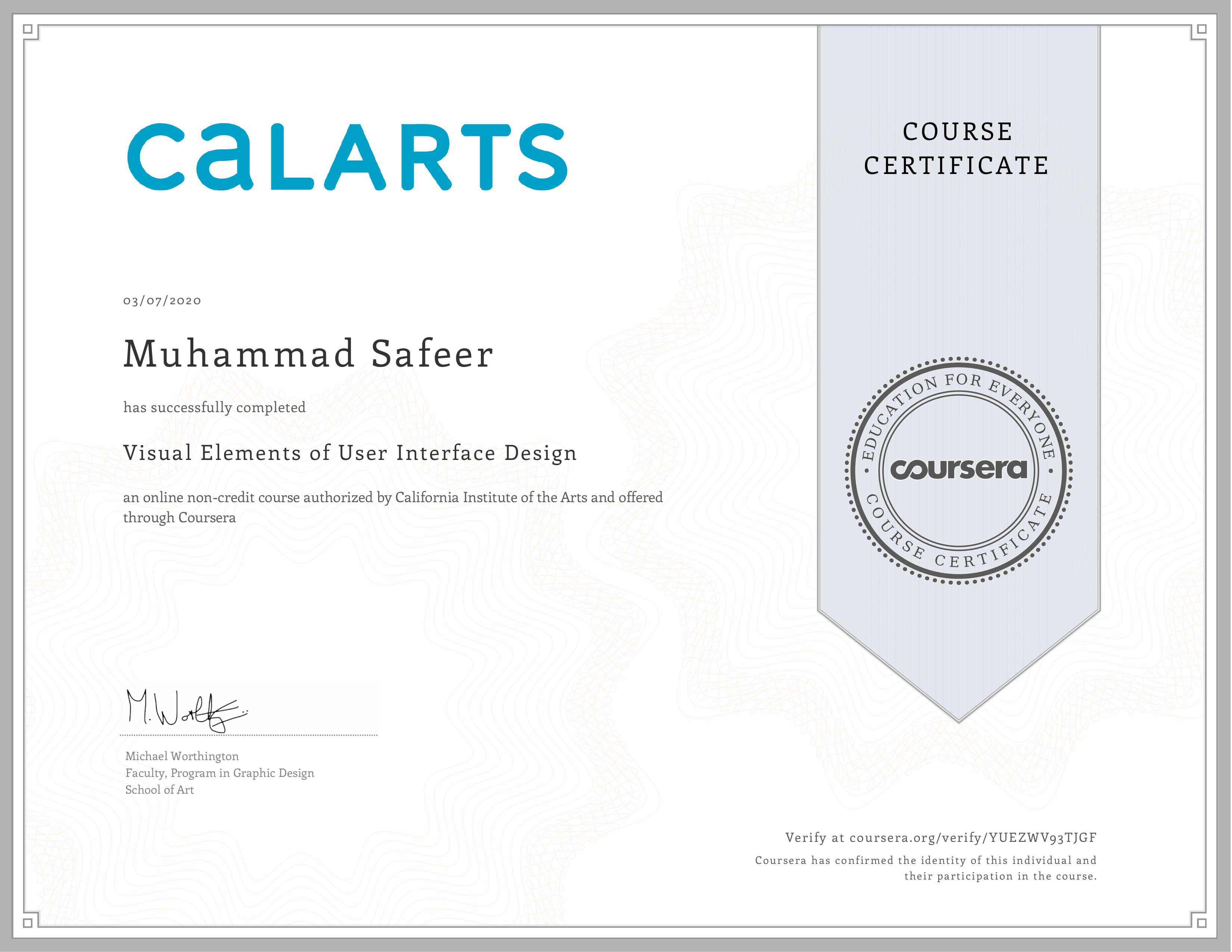 calarts Certificate