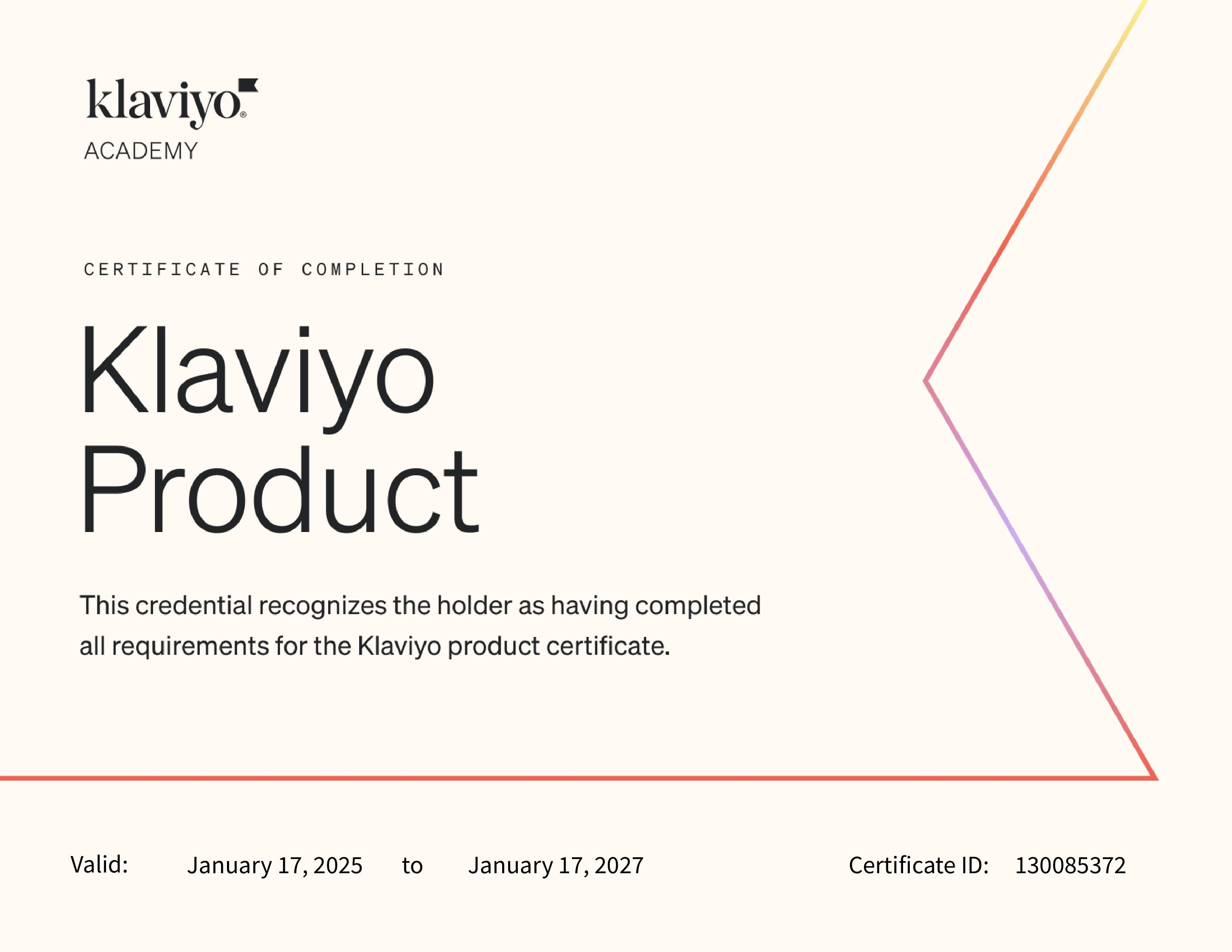 Klaviyo Certificate