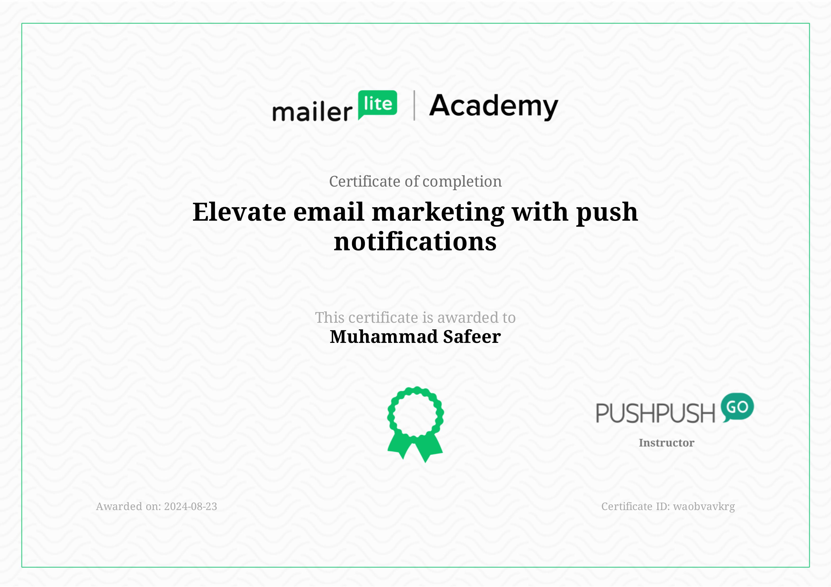 mailerlite Certificate
